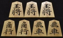 将棋駒　清峰作　淇洲書　孔雀杢　彫駒