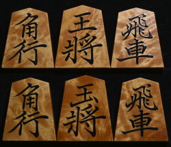 将棋駒 　大竹竹風作　菱湖書　根杢極上  盛揚
