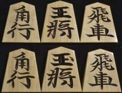 将棋駒 剣心作　水無瀬兼成書　彫駒　