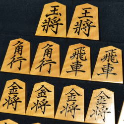 将棋駒　聰翔作　菱湖書　虎斑　盛揚