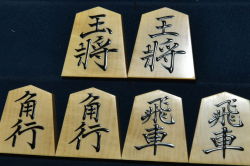 将棋駒　聰翔作　菱湖書　根柾　盛揚