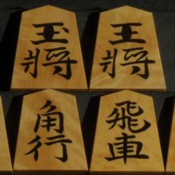 将棋駒　竹風作　根杢　彫埋　水無瀬