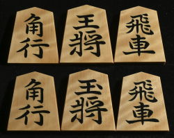 将棋駒　竹風作　虎斑　彫埋　昇竜