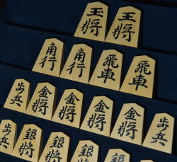 将棋駒　秀楽作　源兵衛清安書　彫埋