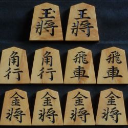 将棋駒　桂山作　淇州書　孔雀杢　中古　