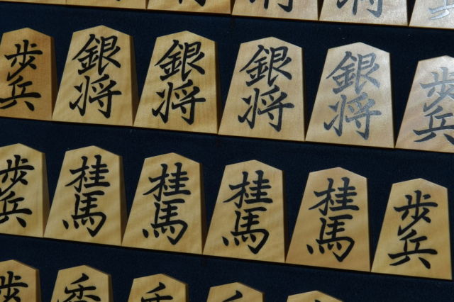 将棋駒 竹風作 根杢特上 彫埋 菱湖