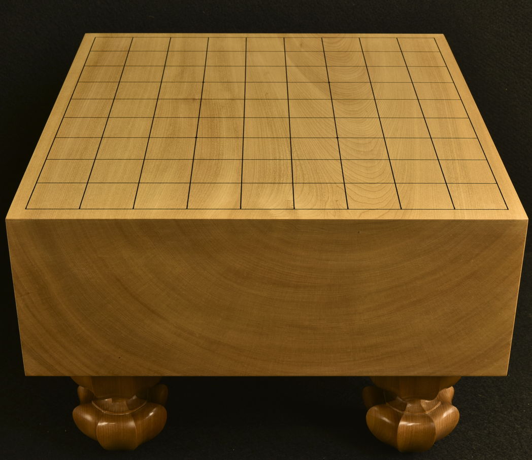 将棋盤　本桂40号　松印 手彫脚付き
