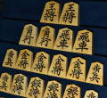 将棋駒　蜂須賀作　菱湖書　杢　彫駒