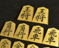 将棋駒　 小楠作　菱湖書　杢　彫駒