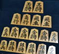 将棋駒　竹風作　自然木柾目　彫埋　昇竜