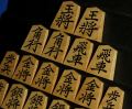 将棋駒　竹風作　虎斑極上　彫埋　菱湖