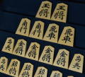 将棋駒　秀楽作　源兵衛清安書　彫埋