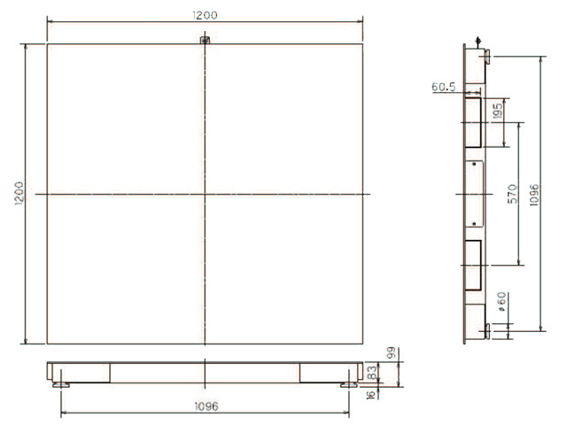 デジタル台はかりPL-MLC10の外観寸法図