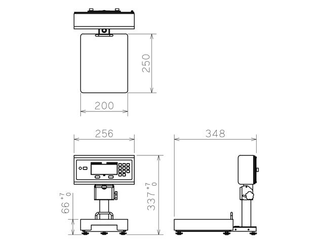 防水卓上型デジタル台はかり　DP-6601K-3外形寸法図