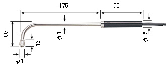 SK-1260シリーズ指示計用静止表面用L型センサ（中・高温用）SK-S303K寸法