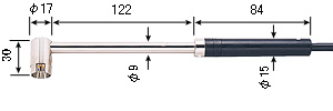 SK-1260シリーズ指示計用静止表面用L型センサ（中温用）SK-S308K寸法