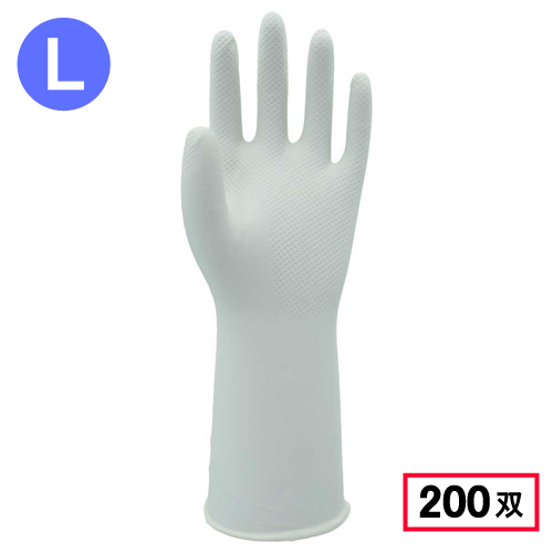 2470 油に強い薄手のニトリル手袋 1P L ホワイト 200双