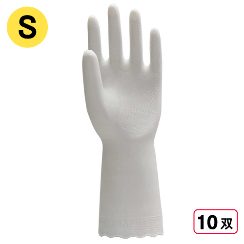 2004 天然ゴム手袋 中厚手 1P S ホワイト 10双