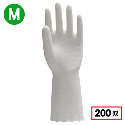2004 天然ゴム手袋 中厚手 1P M ホワイト 200双