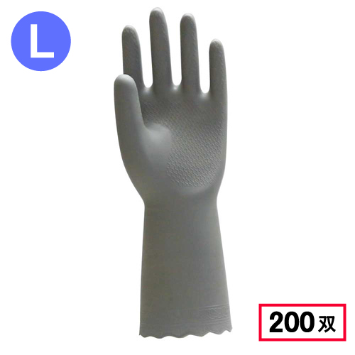 2004 天然ゴム手袋 中厚手 1P L グレー 200双
