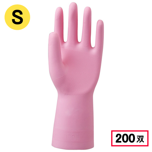 2005 天然ゴム手袋 中厚手 1P S ピンク 200双