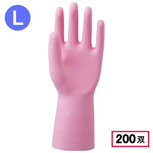 2005 天然ゴム手袋 中厚手 1P L ピンク 200双