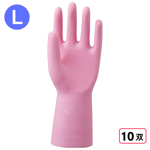 2005 天然ゴム手袋 中厚手 1P L ピンク 10双