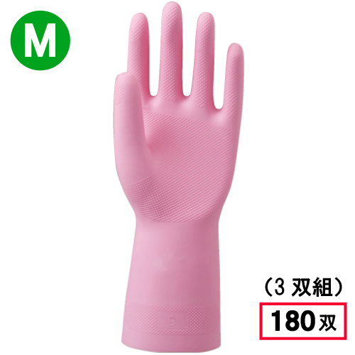 2006 天然ゴム手袋 中厚手 3P M ピンク 60束