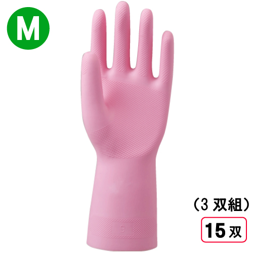 2006 天然ゴム手袋 中厚手 3P M ピンク 5束