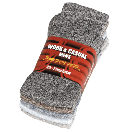 6064 のびのび5本指ソックス（杢色） 5足組×40束（200足）