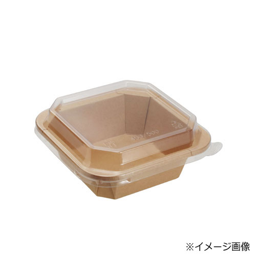 未晒 紙食品容器 オクタゴナルボウル専用 PETフタ 400/500ml PAPER Bowl PET lid 50枚