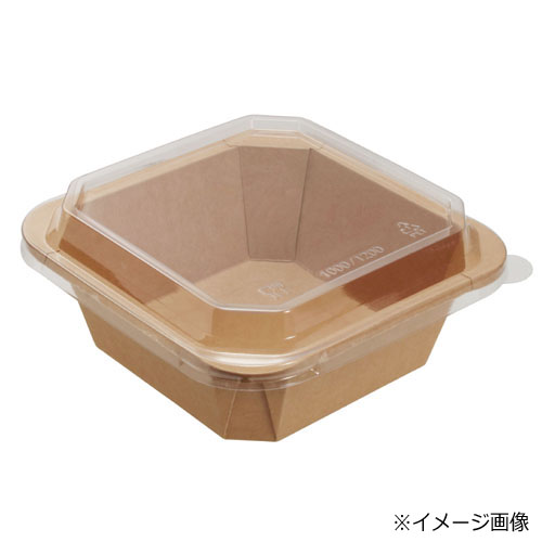未晒 紙食品容器 オクタゴナルボウル専用 PETフタ 1000/1200ml PAPER Bowl PET lid 300枚  