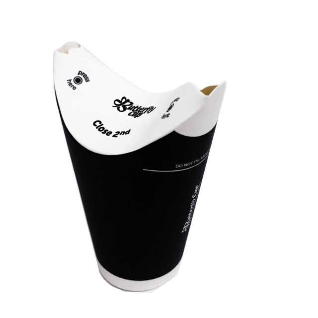 業務用 バタフライカップ 12オンス ホットシングル ブラック 800個｜紙  