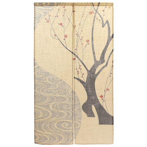 麻風スラブ 45881 半間のれん 紅梅に流水｜紙コップ・プラカップ