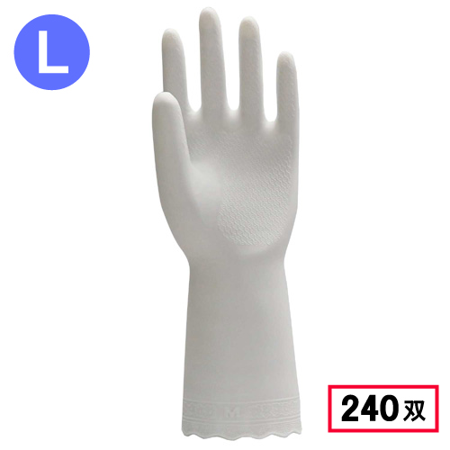 2150 ビニール手袋 薄手 1P L ホワイト 240双