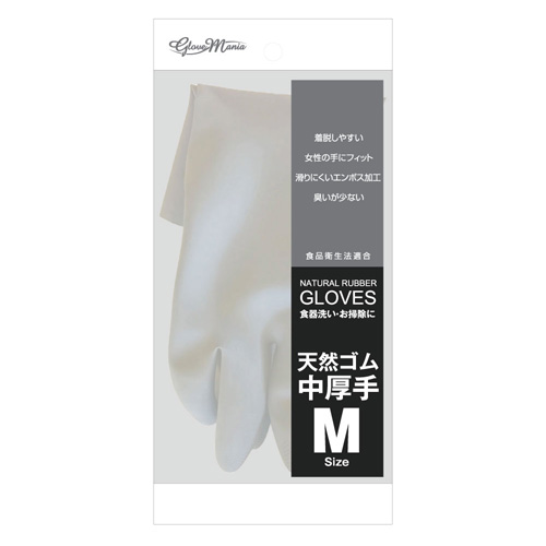 2004 天然ゴム手袋 中厚手 1P M ホワイト 10双