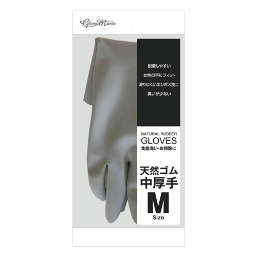 2004 天然ゴム手袋 中厚手 1P M グレー 200双