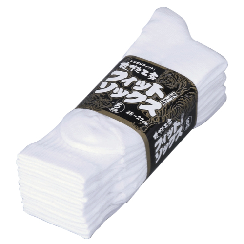 6124 のびのびソックス 先丸 白 5足組×5束（25足）