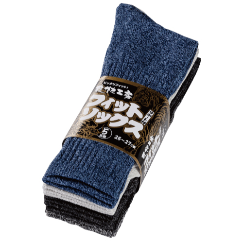 6125 のびのびソックス 先丸 杢 5足組×5束（25足）