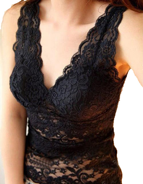 ドレスキャミソール カップ付き Vネック レース タンクトップ | M.J.Original DCSBl ドレスキャミソール カップ付き Vネック レース タンクトップ | M.J.Original DCSBl