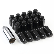 スチール製　21HEXナット M14x1.5x45mm 60度テーパー座　+アダプター（22/21HEX　外径28ｍｍ　全長70ｍｍ）　20個セット　ブラック
