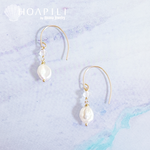 hp_p325 14KGF製 バロックパール 淡水パール クリスタル フックピアス Crystal × Pearl