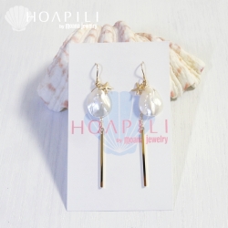 hp_p121　ドロップマザーオブパールとヒトデの14KGFピアス　Drop Baby Drop