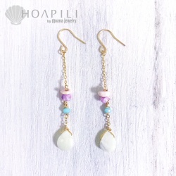 hp_p186　ドロップのマザーオブパールとシェルの14KGFロングピアス　tears of joy