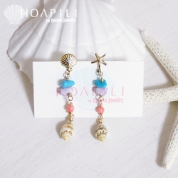 hp_p38　Shellとヒトデの14KGFピアス　 Happy Beach
