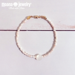moana_b124　ドロップマザーオブパール　シェルブレスレット　mop×Shells
