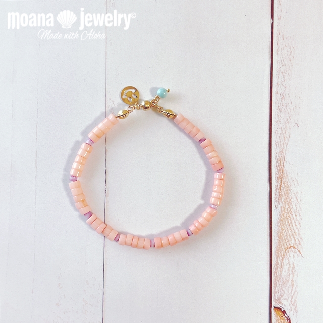 moana_b123　Coral×Shellのブレスレット　Sunset Beach