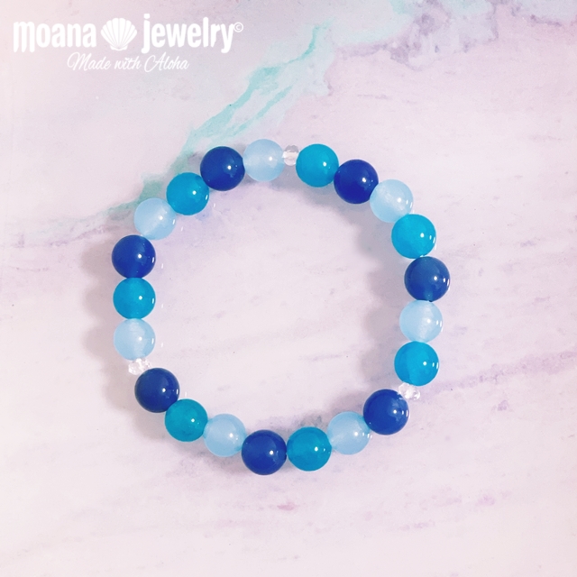 moana_b132 海を感じるカルセドニー 水晶 ブレスレット