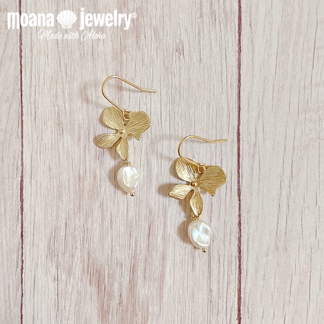 moana_p356 フラワー 淡水パール バロックパール ピアス  Flower