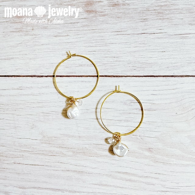 moana_p357 淡水パール バロックパール クリスタル フープピアス  Mook